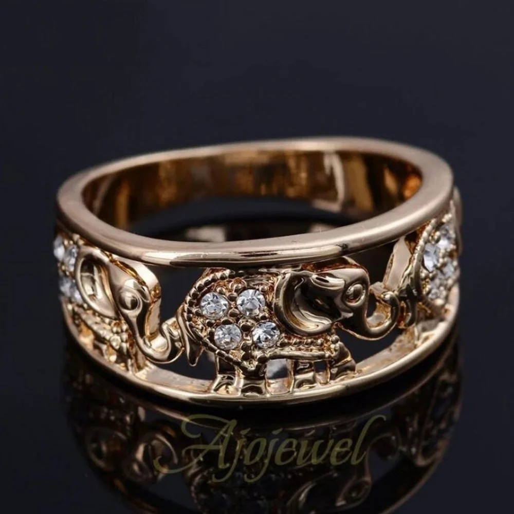Rose Gold Elephant Caravan Ring‎